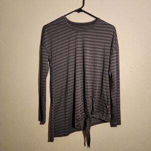 Lululemon Tie Your Practice long-sleeve stripe tee Moonwalk gray 6 No Flaws